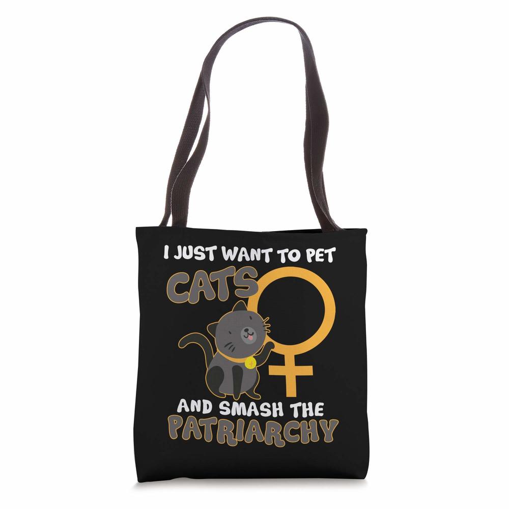 Funny Cat Shirt Smash Patriarchy Sarcasm Tees Men Gift Tote Bag :^)